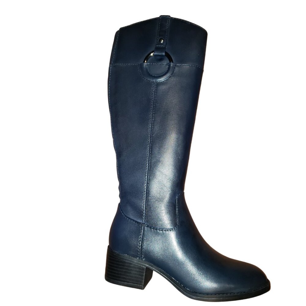 Alfani NEW Bexleyy Dark Navy Cushioned Leather Riding Boots 5